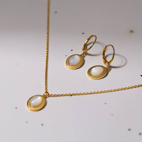 Mother of Pearls Shell Chain Gold Vermeil Necklace Bracelet and Earrings (Purchase Individually) - Zafari Studio Jewelry